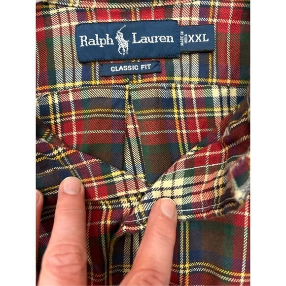 Vintage 90’s Ralph Lauren Men’s Classic Fit Size XXL  Flannel Plaid Button Down - Picture 2 of 9